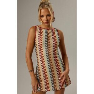 Forever 21 Multi Color Chevron Crochet Mini Dress Womens Medium NEW